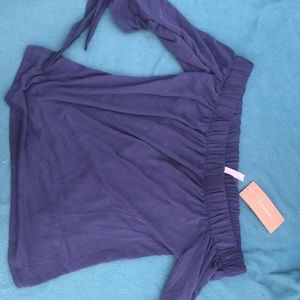 New with tag navy soft material off the shoulder!